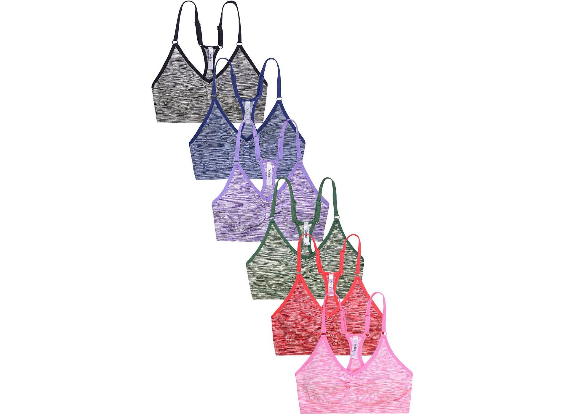PACK OF 6 SOFRA WOMEN'S SEAMLESS SPORTS BRA (BR0252SP1) Multicolor One Size