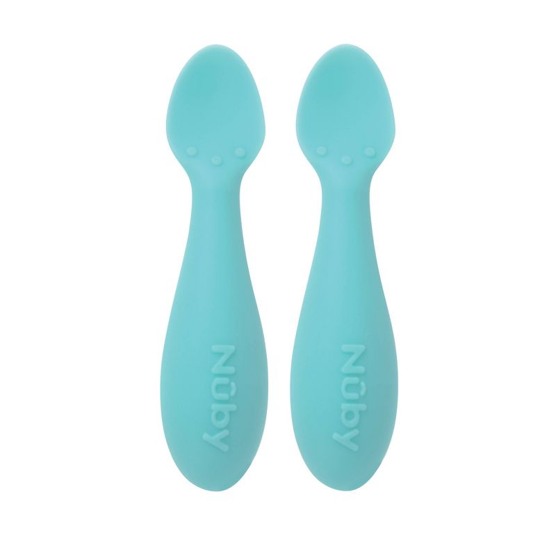 Nuby Silicone Mini Spoons - Aqua - 2pk, 1 of 6
