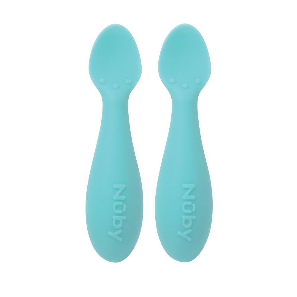 Photos - Spoon Nuby Silicone Mini  - Aqua - 2pk 