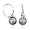 Ross-Simons 10-11mm Black Cultured Pearl and .10 ct. t.w. Diamond Drop Earrings in Sterling Silver - 3 of 4