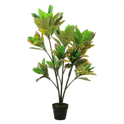 Northlight 3.8' Unlit Green and Black Potted Artificial Croton Tree