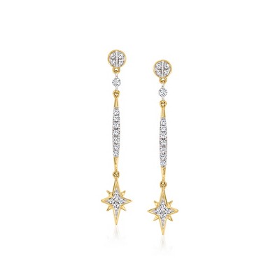 Pure Collection by Ross-Simons 0.20 ct. t.w. Diamond Star Drop Earrings in 14kt Yellow Gold