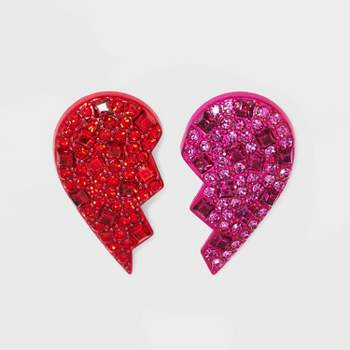 SUGARFIX by BaubleBar Broken Heart Rhinestone Encrusted Earrings - Red/Pink