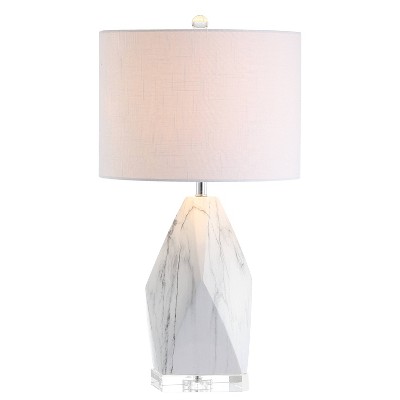 25.5" Marble/Crystal/Ceramic Oslo Table Lamp (Includes LED Light Bulb) White - JONATHAN Y