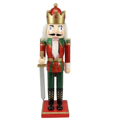 Northlight 14" Red Glittered Nutcracker King with Sword Christmas Tabletop Figurine