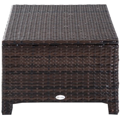 Handwoven PE Rattan 52cm Outdoor Ottoman with Cream Soft Cushion