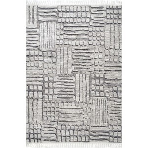 Nuloom Lea Textured Maze Tassel Indoor Area Rug, Gray, 4'x6' - 1 of 4