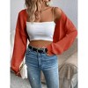 Clearlove Women's Open Front Knit Crop Cardigan Bolero Sweater Long Sleeve Shrug for Dress - 3 of 4
