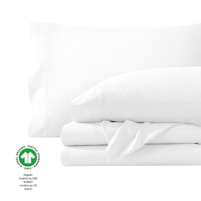 Queen White Organic Cotton Jersey Sheet Set