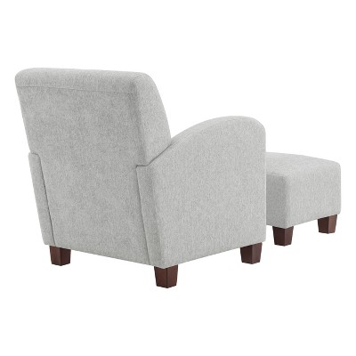 Herringbone Smoke Upholstered Club Chair and Ottoman Set