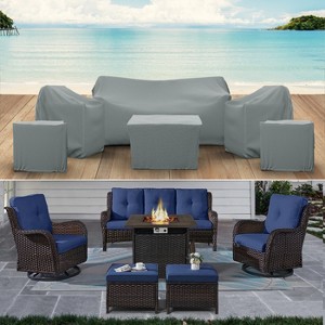 Covers & all Patio Furniture Cover Set, 6-Piece Water-Resistant, UV & Fade-Resistant Outdoor Furniture, 34 in H x 32 in W x 32 in D, Gray - 1 of 4