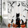Paaaawaters Spooky Shower Curtain Set - Vibrant Printed Design,12 Hooks - 1Pcs, Pumpkin Lantern, Black Cat - 2 of 4
