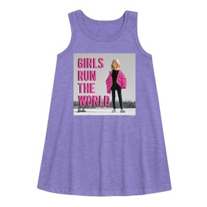 Girls' - Barbie - Girls Run the World Graphic Sleeveless Aline Dress - 1 of 2