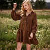 Anna-Kaci Women's Leopard Print Mini Dress with Long Lantern Sleeves for Casual Looks - Small, Brown - 3 of 4
