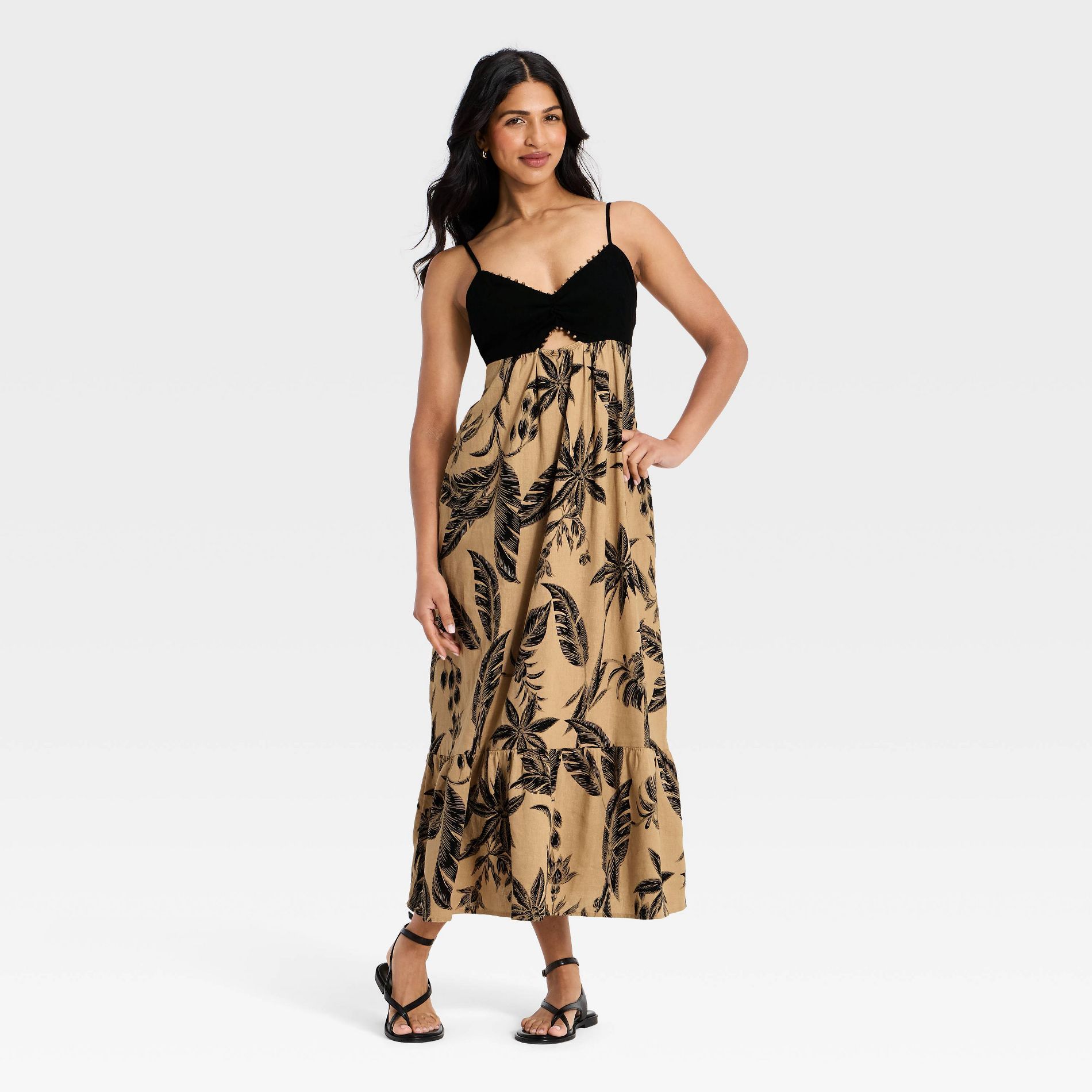 Women's Beaded Strap Printed Maxi Dress - A New Day™