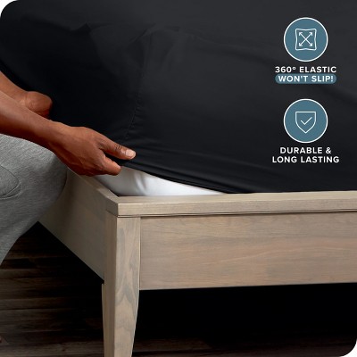Black Twin XL Microfiber Deep Pocket Fitted Sheet