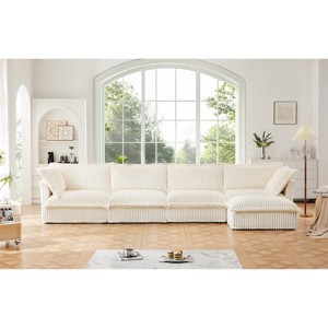 L-Shaped Convertible Sectional Sofa,4 Seat Sofa With Suppleness Armrests And 2 Big Pillows,Sectional Sofa For Living Room-Cuddlewood - 1 of 4