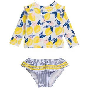 RuffleButts Toddler Girls UPF50+ Skirted Flutter Long Sleeve Rash Guard Bikini - 1 of 4