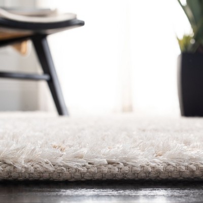 Luxe Hand-Tufted Shag Wool Blend 4' x 6' White Rectangular Rug