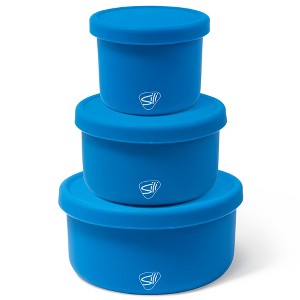 Silipint: Silicone Lidded Bowls: Set of 3: Deep Pool - 10, 20 & 30oz - 1 of 4
