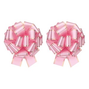 Unique Bargains Christmas Wedding Car Basket Gift Wrapping Large Organza Pull Bow 2 Pcs - 1 of 4