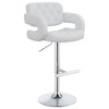 Adjustable Chrome Bar Stool with Upholstered Seat, Modern Tufted Design, Comfortable Seating for Kitchen Islands, Home Bars - 2 of 4