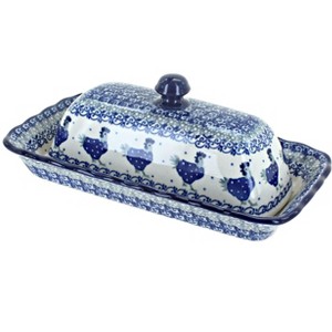 Blue Rose Polish Pottery A65 Ceramika Artystyczna Butter Dish - 1 of 1
