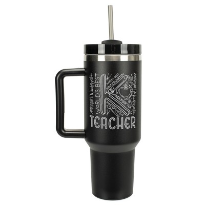 Elanze Designs World's Best Kindergarten Teacher 40 oz. Stainless Steel, Large Water Bottle Coffee Mug, Spill & Leak Resistant, Thermal Travel Tumbler