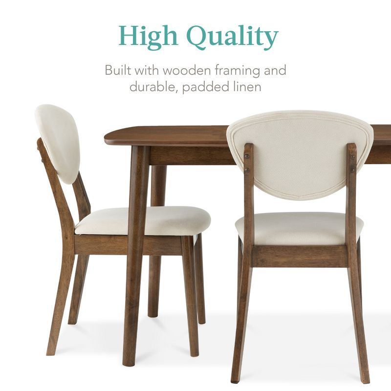 Best Choice Products 5-Piece Compact Wooden Mid-Century Modern Dining Set w/ 4 Chairs, Padded Seat & Back, 6 of 9