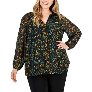 Kasper Womens Abstract-Print Peasant Blouse - 1 of 1