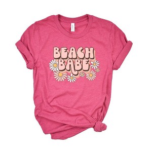 Simply Sage Market Women's Retro Beach Babe Flowers Short Sleeve Graphic Tee - 1 of 3