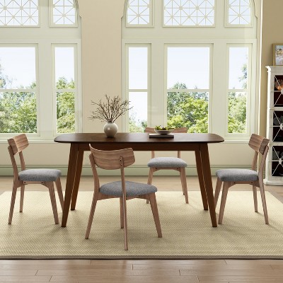 Christopher Knight Home Shania 5 Piece Mid-century Modern Rubberwood Upholstered Dining Set