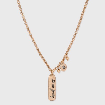 Photo 1 of Bella Uno Bellissima Recycled Silver Plated We are Family Chain Necklace - Gold