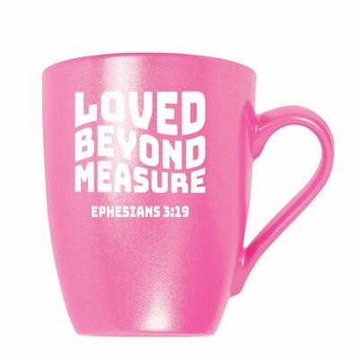 Elanze Designs Loved Beyond Measure Ephesians 3:19 10 ounce New Bone China Coffee Tea Cup Mug, Princess Pink