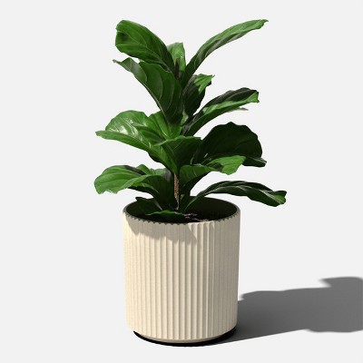 Demi 16" Sandstone Plastic-Stone Round Planter