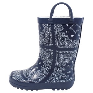 Hudson Baby Infant Boy Rain Boots, Blue Bandana - 1 of 4