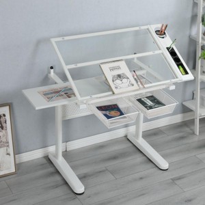 38'' x  23''Hand Crank Adjustable Drafting Table Drawing Desk with 2 Metal Drawers,  Sturdy Heavy-Duty Steel Frame-The Pop Home - 1 of 4