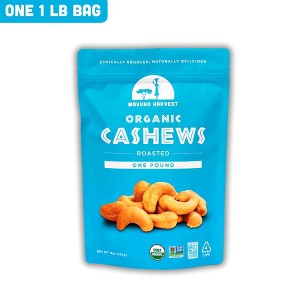 Mavuno Harvest Organic Dry Roasted Cashews, a Delicious Vegan Healthy Snack Packed with Vitamins and Bursting with Flavor - 1 LB Bag - 1 of 4