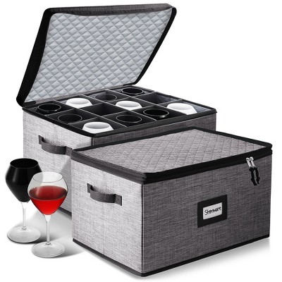 StorageBud Fine China Storage Containers Hard Shell, Durable Dinnerware Storage Box with Dividers