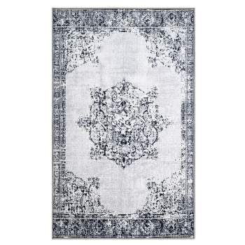 Distressed Medallion Traditional Border Indoor Area Rug or Runner Rug by Blue Nile Mills