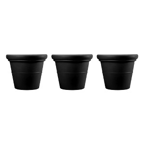HC Companies 17 Inch Outdoor and Indoor Terrazzo Round House Planter with Heavy Rim for Flowers, Vegetables, and Succulents, Black (3 Pack) - 1 of 4