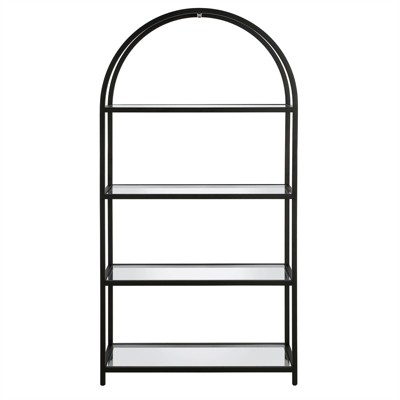62" Blackened Bronze Arched Étagère with Glass Shelves