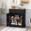 ODK Storage Cabinet, Wood Sideboard Buffet Cabinet with 2 Drawers & 2 Doors, Modern Minimalist Accent Furniture for Living Room, Kitchen, Dining Room - 4 of 4