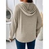 Womens Plus Size Shirts Ribbed Knit Hoodie Sweaters Casual Long Sleeve Pull Over Blouse Tops Fall Winter XL-5XL - 3 of 4