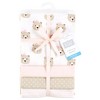 Hudson Baby Infant Girl Cotton Poly Flannel Receiving Blankets, Pink Taupe Bear, One Size - 2 of 4