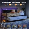 Karl Home Twin Size Metal Daybed Frame with Pop-up Trundle Bed and Charging Station with Upholstered Storage Headboard and LED Lights - 3 of 4