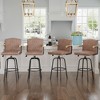 VECELO Bar Stools with Backs & Arms Set of 2, Counter Height Barstools Set with Tufted Upholstery & Footrest Ring, White/Brown - 2 of 4