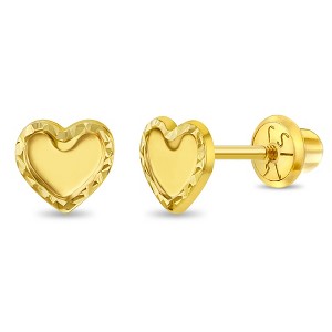 Girls' Braided Edge Heart Safety Screw Back 14k Gold Earrings - In Season Jewelry - 1 of 1
