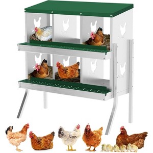 Metal Chicken Nesting Boxes, Nesting Boxes with Metal Legs, Chicken Laying Box with Roll Out Egg Collection with Vented Holes - 1 of 4