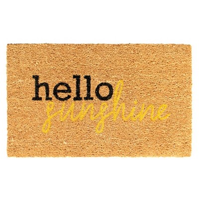 Raj 1'6" x 2'6" Tufted Hello Sunshine Doormat Natural/Black/Yellow